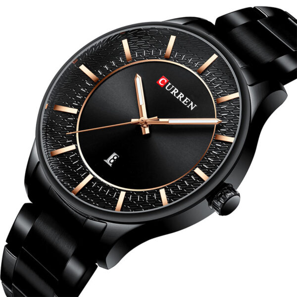 Ανδρικό ρολόι με μπρασελέ μαύρο και καντράν με ημερομηνία, Curren 8347 Black