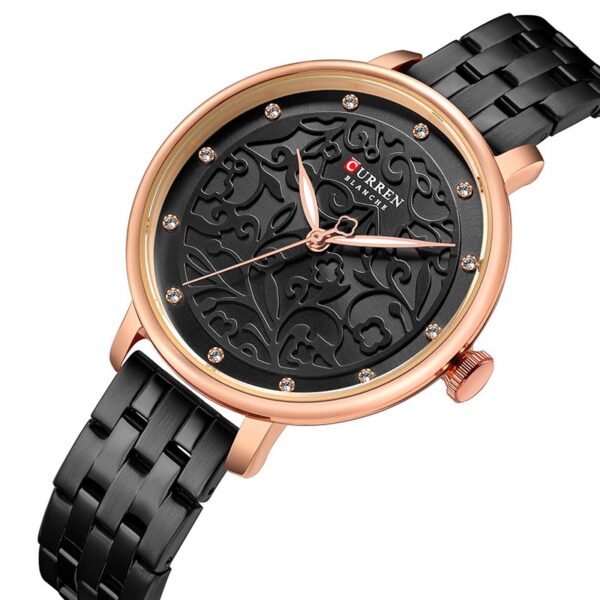 Ρολόι γυναικείο με μπρασελέ, Curren 9046 Black, σε πλαϊνή λήψη