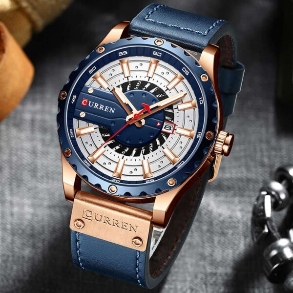 Curren 8374 Blue ανδρικό ρολόι με ασημί καντράν με ημερομηνία