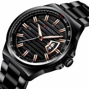 Curren 8375 Black ανδρικό ρολόι με μπρασελέ και ένδειξη ημερομηνίας