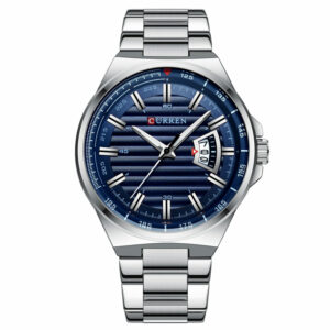 Curren 8375 Silver Blue ανδρικό ρολόι με μπρασελέ