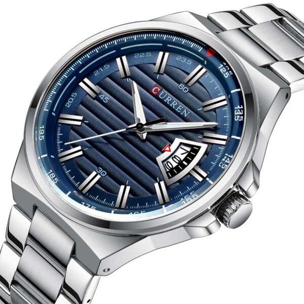 Curren 8375 Silver Blue ανδρικό ρολόι με μπρασελέ και ένδειξη ημερομηνίας