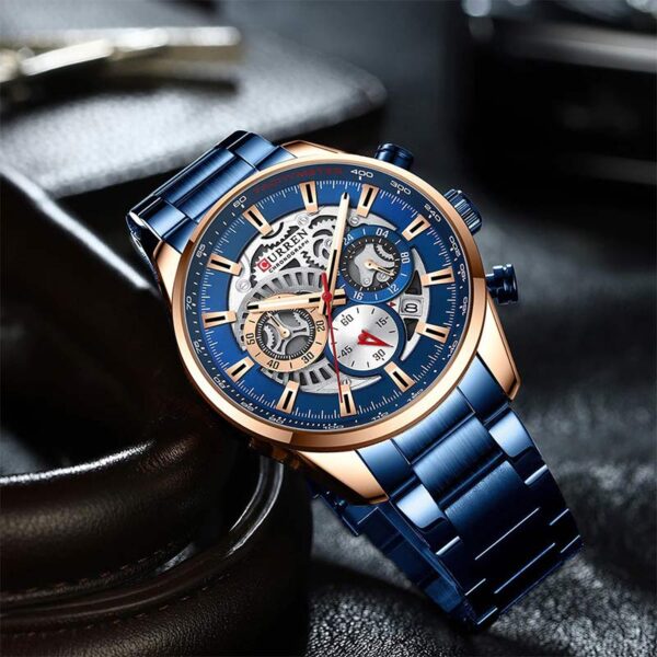 Curren 8391 Blue ανδρικό ρολόι με μπλε μπρασελέ και καντράν με ημερομηνία