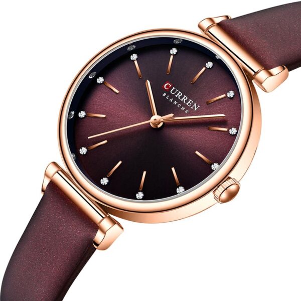 Curren 9081 Leather Bordo γυναικείο ρολόι με στρας στο καντράν
