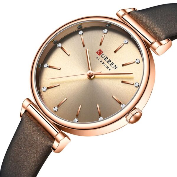 Curren 9081 Leather Brown γυναικείο ρολόι με στρας στο καντράν