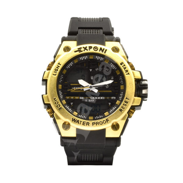 Ανδρικό ρολόι EXPCNI 3278 Gold, με μαύρο ματ μπρασελέ
