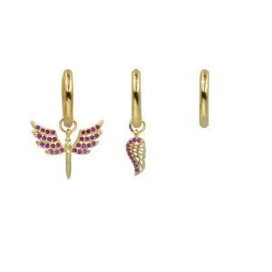 Σκουλαρίκια σετ για πολλές τρύπες Awear Wing Gold - Pink