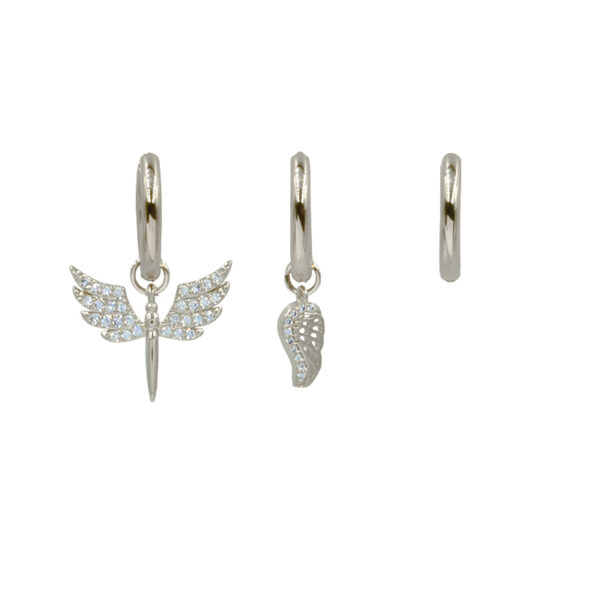 Σκουλαρίκια σετ από ανοξείδωτο ατσάλι Awear Wing Silver