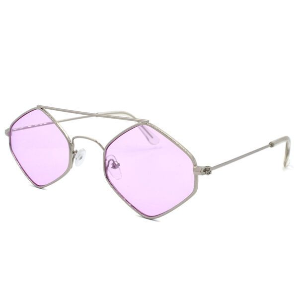 Γυαλιά Ηλίου Γυναικεία με ασημί πολυγωνικό σκελετό, Awear Pino Pink