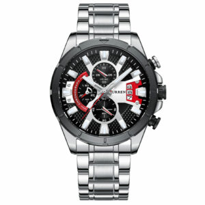 Curren 8401 Silver Black ανδρικό ρολόι με μπρασελέ