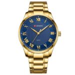 Curren-8409-Gold-Blue-ανδρικό-ρολόι-μπρασελέ