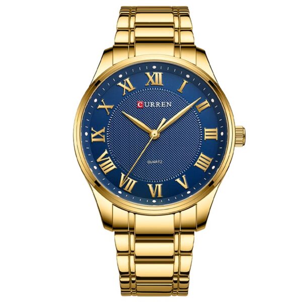 Curren 8409 Gold Blue ανδρικό ρολόι με χρυσό μπρασελέ