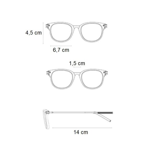 Σχεδιάγραμμα διαστάσεων για τα γυναικεία γυαλιά ηλίου Awear Bella