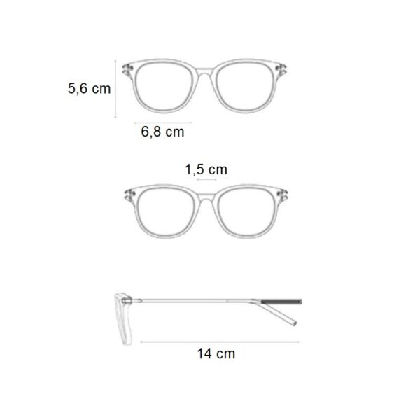 Σχεδιάγραμμα διαστάσεων για τα γυναικεία γυαλιά ηλίου Awear Krista