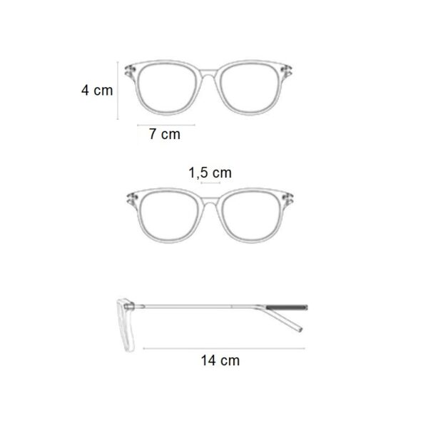 Σχεδιάγραμμα διαστάσεων για τα γυναικεία γυαλιά ηλίου Awear Zenia