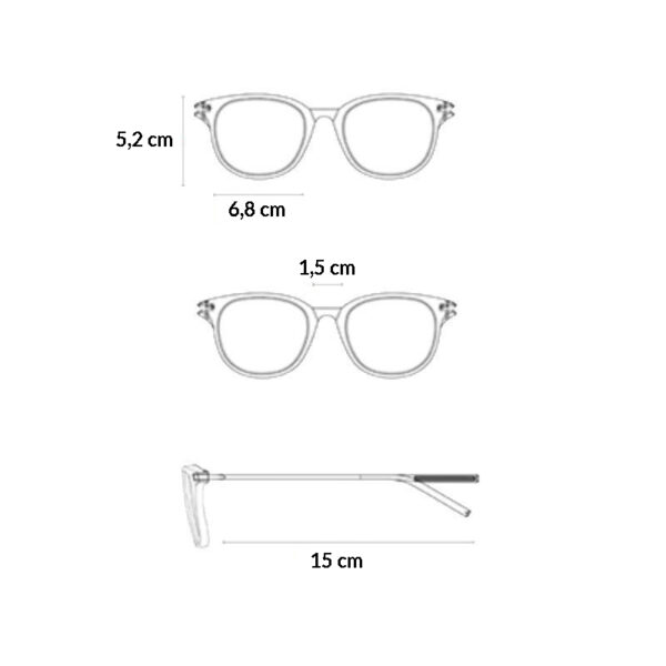 Σχεδιάγραμμα διαστάσεων για τα blue light γυαλιά Awear Logi