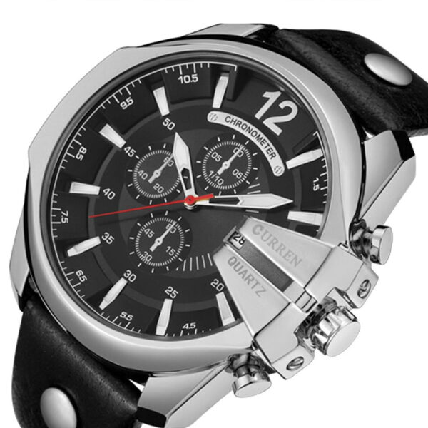 Curren 8176 Black Silver ανδρικό ρολόι με ένδειξη ημερομηνίας