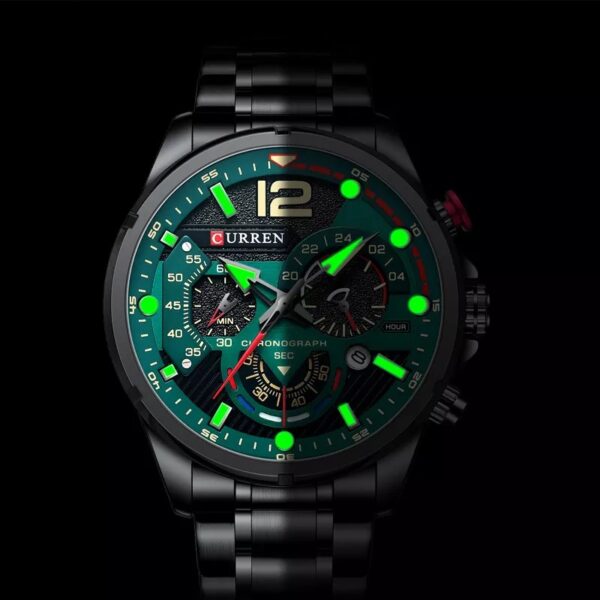 Curren 8395 Green ανδρικό ρολόι με χρονογράφους και φωσφορίζοντες δείκτες