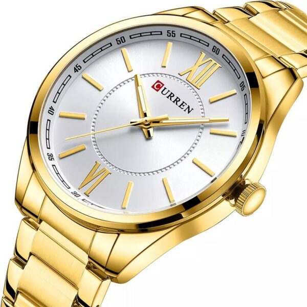 Curren 8423 Gold ανδρικό ρολόι με λευκό καντράν με χρυσές λεπτομέρειες