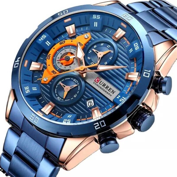 Curren 8402 Blue ανδρικό ρολόι με μπρασελέ και καντράν με ημερομηνία