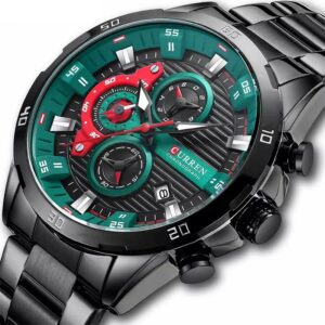 Curren 8402 Green ανδρικό ρολόι με μπρασελέ και καντράν με ημερομηνία