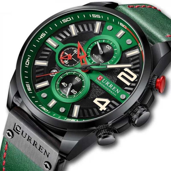 Curren 8393 Green ανδρικό ρολόι με χρονογράφους και ημερομηνία