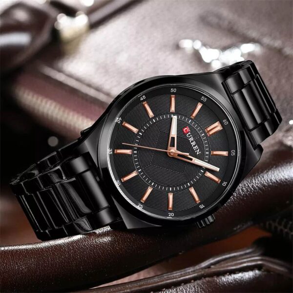 Curren 8407 Black ανδρικό ρολόι με μπρασελέ μαύρο, από ατσάλι