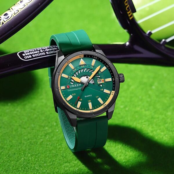 Curren 8421 Green ανδρικό ρολόι με πράσινο λουράκι από καουτσούκ