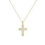 Γυναικείο κολιέ σταυρός με ζιργκόν, χρυσό, ατσάλινο, Awear Creu Gold