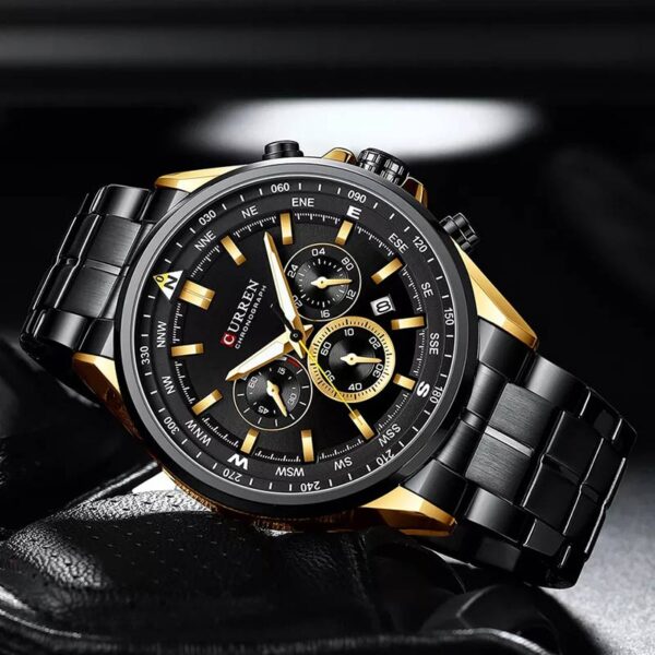 Curren 8399 Black ανδρικό ρολόι με μαύρο μπρασελέ, αδιάβροχο 3atm