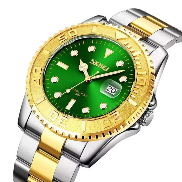 Skmei 9295 Gold Green ανδρικό ρολόι με μπρασελέ