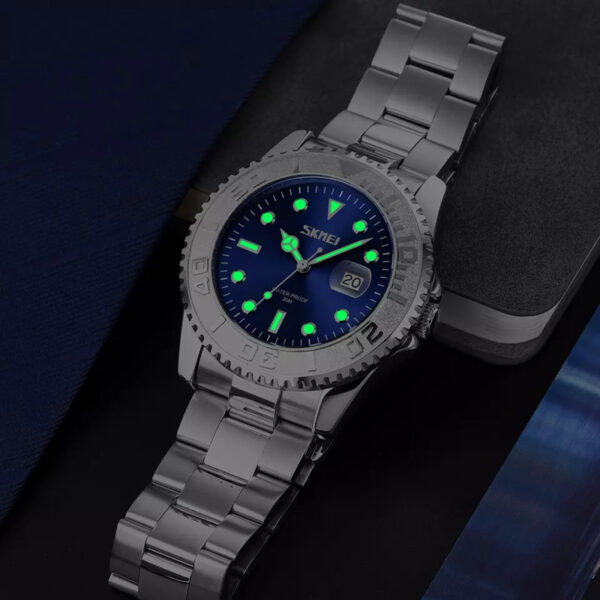 Skmei 9295 Silver Blue ανδρικό ρολόι με φωσφορίζοντες δείκτες