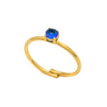 Δαχτυλίδι ατσάλινο, χρυσό, με μπλε ζιργκόν, Awear Harria Blue