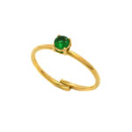 Δαχτυλίδι ατσάλινο, χρυσό, με πράσινο ζιργκόν, Awear Harria Green