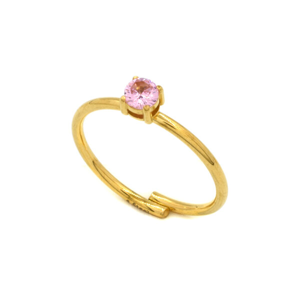 Δαχτυλίδι ατσάλινο, χρυσό, με ροζ ζιργκόν, Awear Harria Pink
