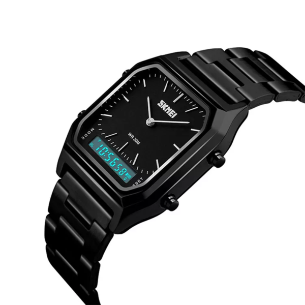 Skmei 1220 Black ανδρικό ρολόι με μπρασελέ με αναλογικές και ψηφιακές ενδείξεις