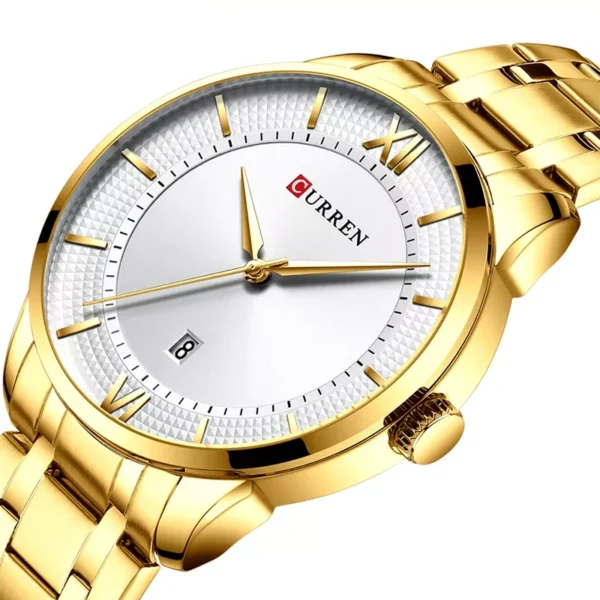 Curren 8356 Gold ανδρικό ρολόι με μπρασελέ και ένδειξη ημερομηνίας