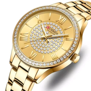 Curren 9084 Gold γυναικείο ρολόι με στρας στο καντράν