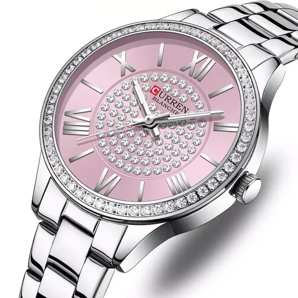 Curren 9084 Silver Pink γυναικείο ρολόι με στρας στο καντράν