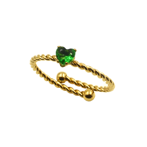 Δαχτυλίδι ατσάλινο με καρδούλα, Awear Eternity Gold Green