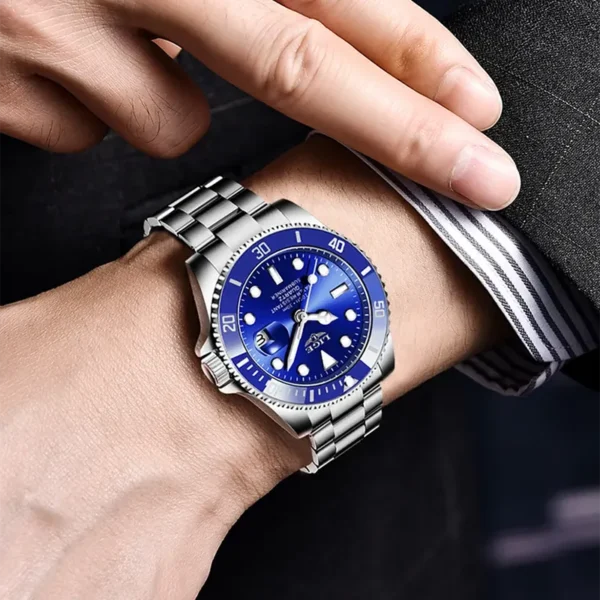 Lige 10045 Blue ανδρικό ρολόι με μπρασελέ, φορεμένο