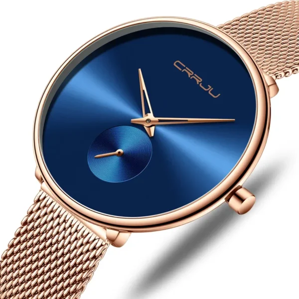 Crrju 2165 Blue γυναικείο ρολόι με μπρασελέ και μπλε καντράν