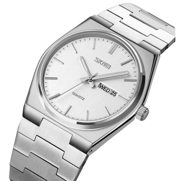 SKMEI 9288 Silver ανδρικό ρολόι με μπρασελέ και ένδειξη ημέρας και ημερομηνίας