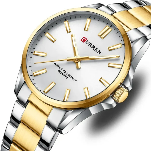 Curren 9090 Gold White, ανδρικό ρολόι με λευκό καντράν