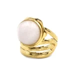 Δαχτυλίδι ατσάλινο χρυσό με λευκή πέτρα Awear Kian White