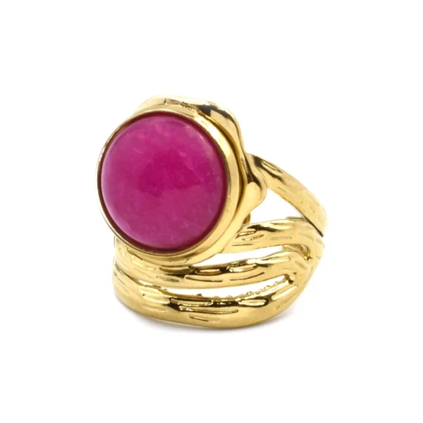 Δαχτυλίδι ατσάλινο χρυσό με μωβ πέτρα Awear Kian Purple