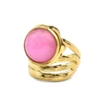 Δαχτυλίδι ατσάλινο χρυσό με ροζ πέτρα Awear Kian Pink