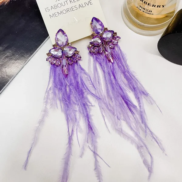 Σκουλαρίκια γυναικεία με κρύσταλλα και φτερά μοβ, Awear Hana Purple