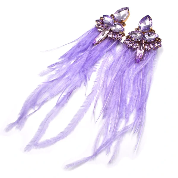 Σκουλαρίκια με κρύσταλλα και φτερά μοβ, Awear Hana Purple