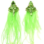 Σκουλαρίκια με κρύσταλλα και φτερά πράσινα, Awear Hana Green